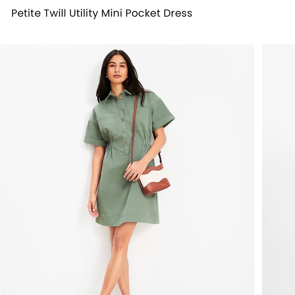 LOFT Utility Mini Pocket Dress in Green, size 4